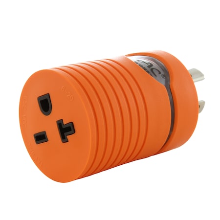 Ac Works Plug Adapter, 6-15/20R, L15-20P, 6-20P, L15-20P, 0 ft., Orange ADL1520620